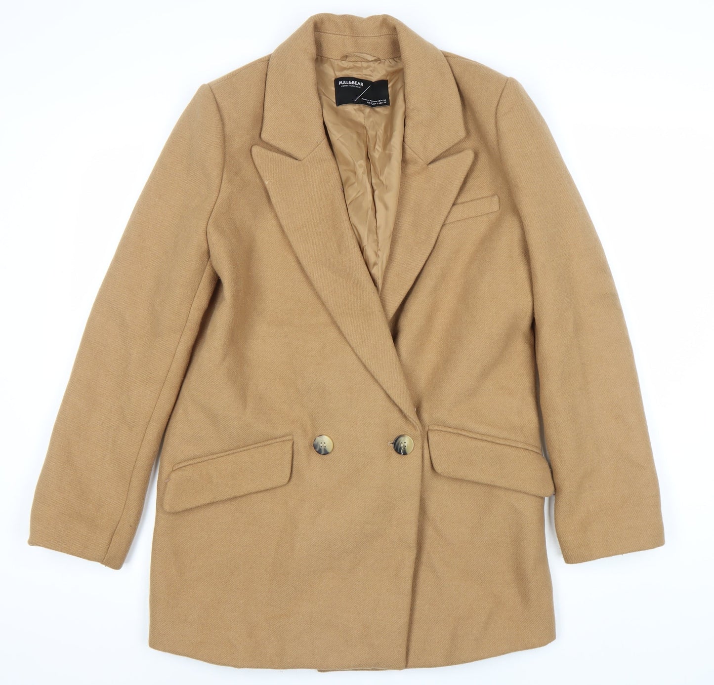 Pull&Bear Women's Brown Mid-Length Overcoat