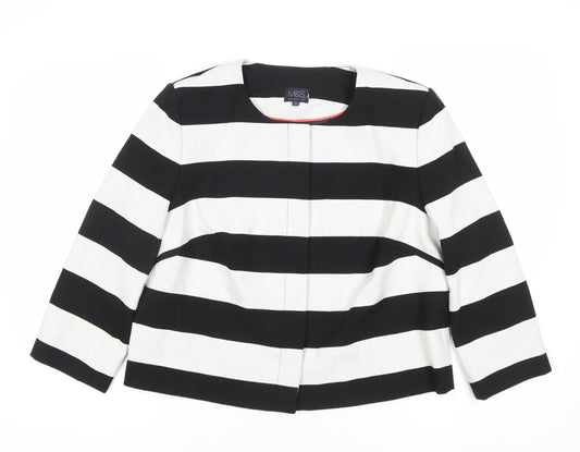 Marks and Spencer Women's Black Striped Blazer UK 14