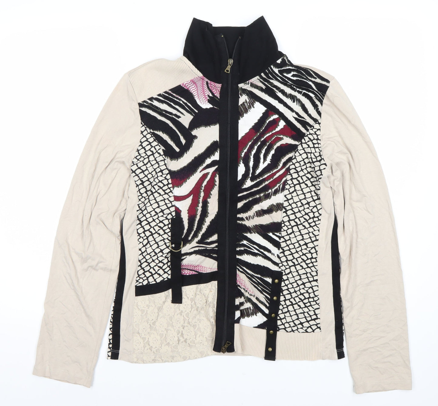 Via Appia Women's Multicoloured Full Zip Sweatshirt Size 8