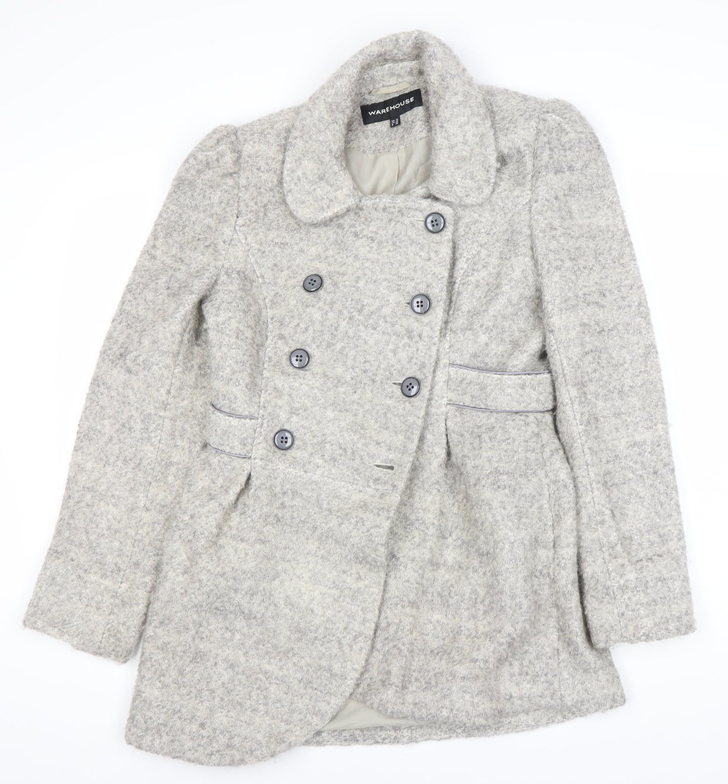 Womens UK Size 10 Warehouse Grey Pea Coat