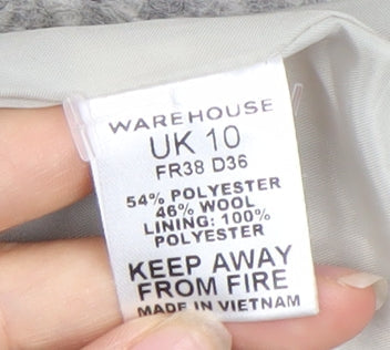 Womens UK Size 10 Warehouse Grey Pea Coat