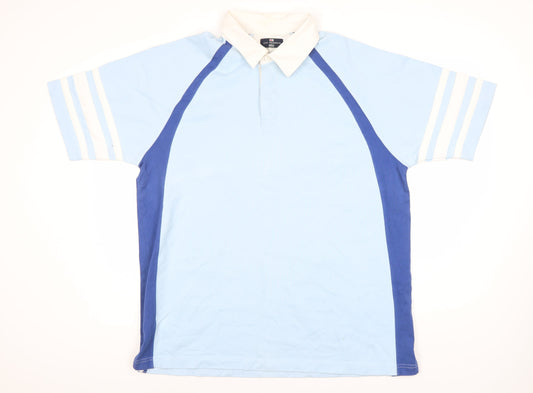 Marks and Spencer Men's Blue Colourblock Polo L