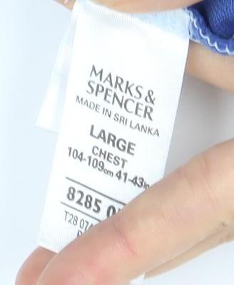 Marks and Spencer Men's Blue Colourblock Polo L