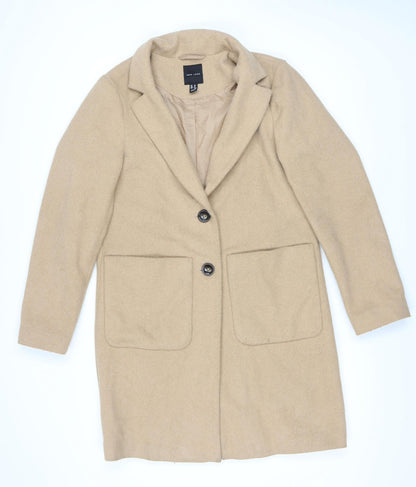 New Look Women's Beige Wool Mid-Length Coat