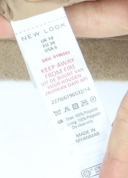 New Look Women's Beige Wool Mid-Length Coat