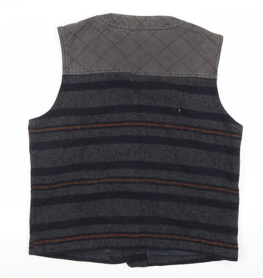 ASOS Men's Grey Striped Waistcoat L Button Casual
