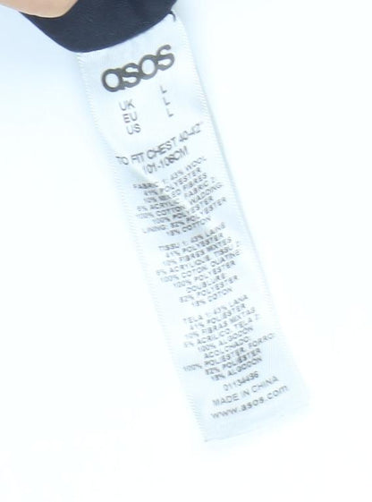 ASOS Men's Grey Striped Waistcoat L Button Casual