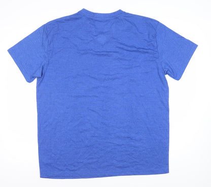 FTS Men's Blue V-Neck 2XL T-Shirt, Regular Fit, Solid