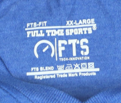 FTS Men's Blue V-Neck 2XL T-Shirt, Regular Fit, Solid
