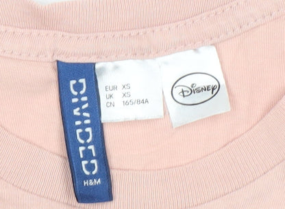 Womens UK Size XS H&M Pink Basic T-Shirt
