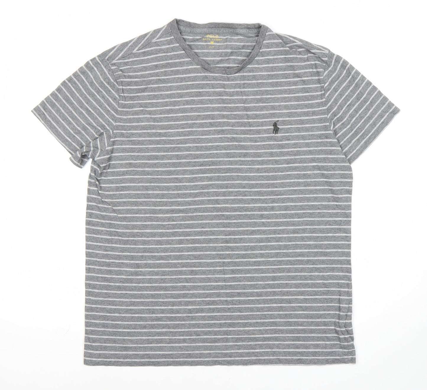 Polo Ralph Lauren Men's Grey Striped T-Shirt Medium