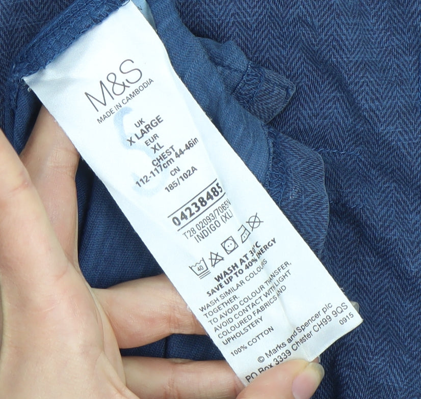 Marks and Spencer Blue Men's Polo XL Short Sleeve