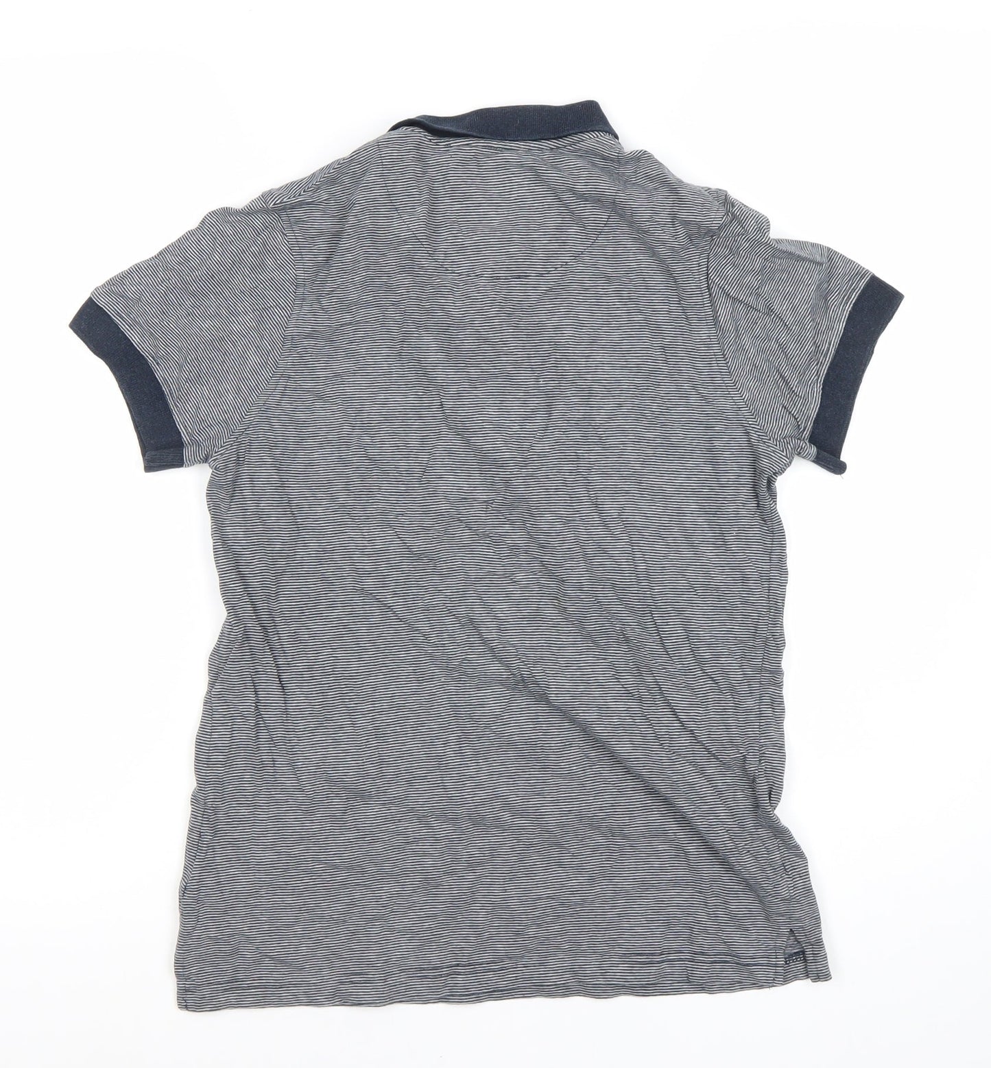 Crosshatch Men's Grey Striped Polo Shirt S