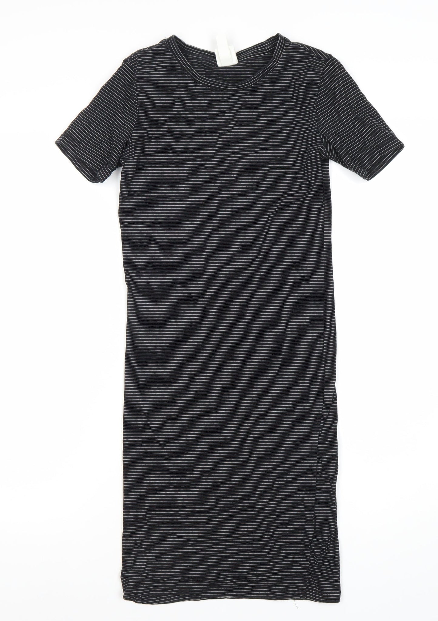 H&M Women's Black Striped Dress, XS, Short Sleeve, Casual