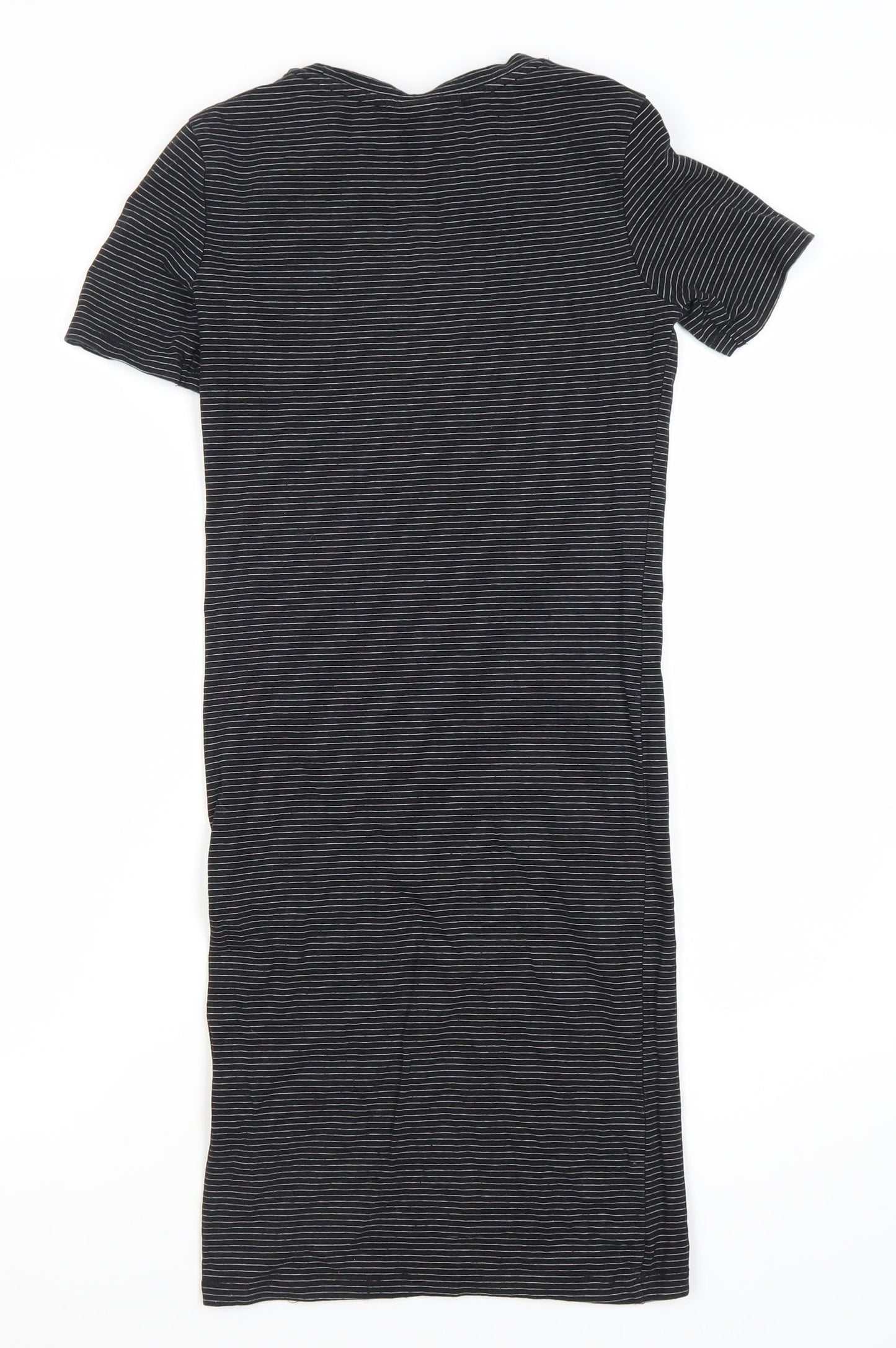 H&M Women's Black Striped Dress, XS, Short Sleeve, Casual