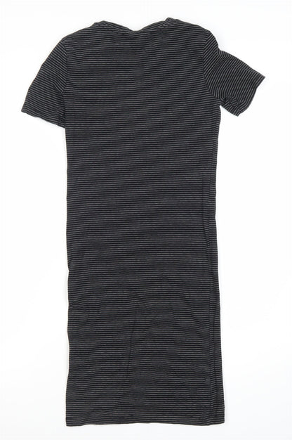 H&M Women's Black Striped Dress, XS, Short Sleeve, Casual