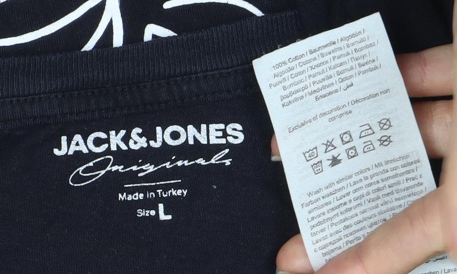 Mens UK Size L JACK & JONES Black  T-Shirt