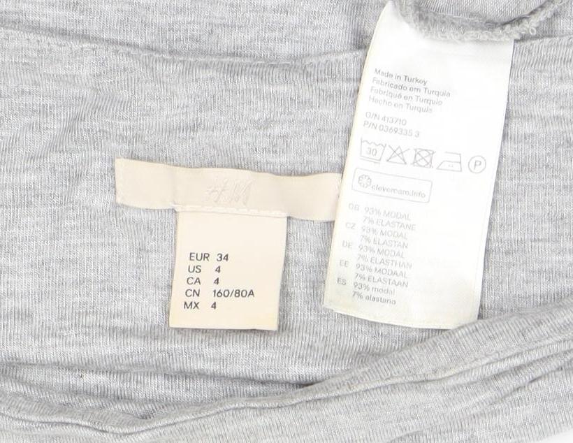 H&M Women's Grey Jersey Dress, Size 6, Casual Spring/Summer