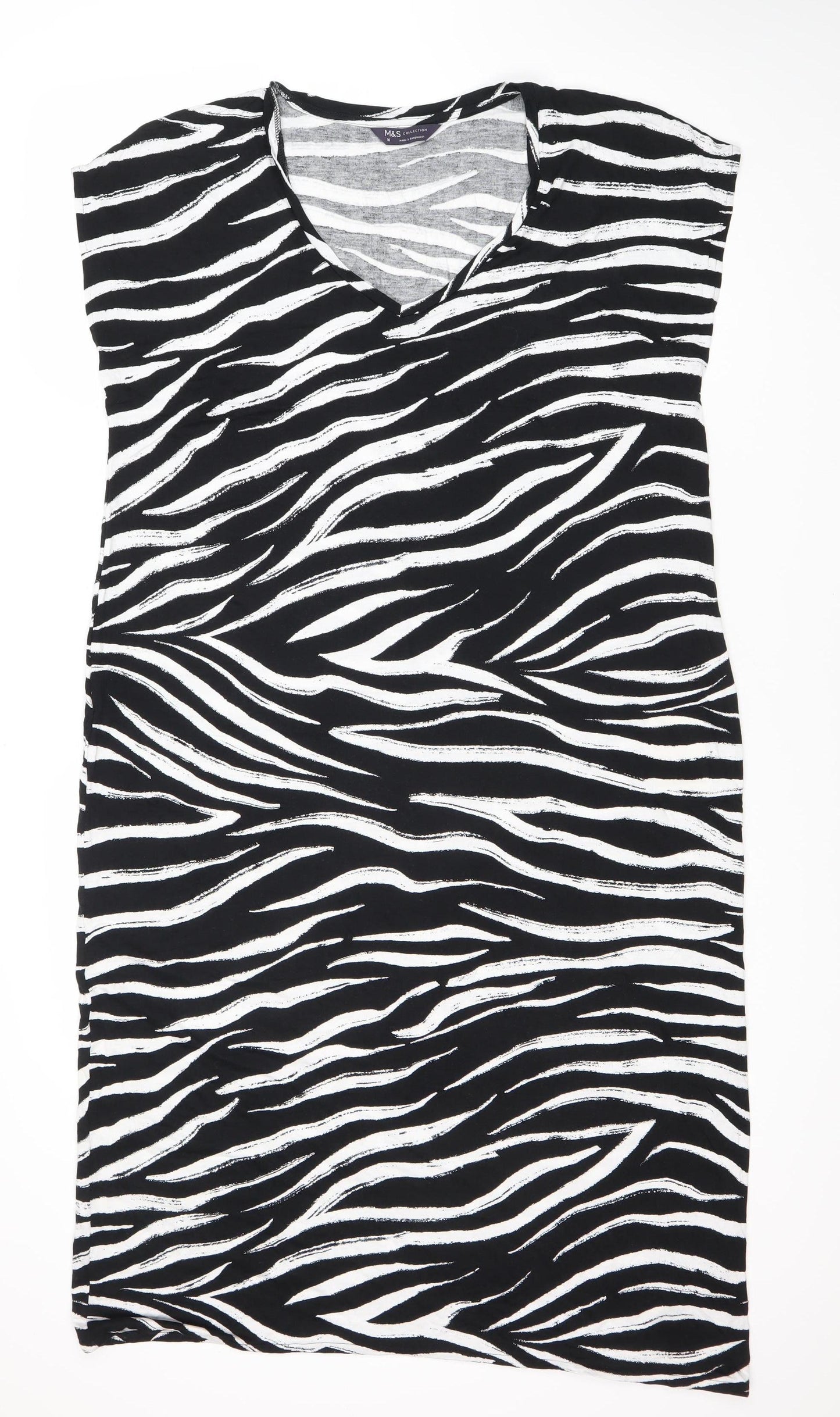 Marks and Spencer Women's Black Animal Print Dress, Size 16