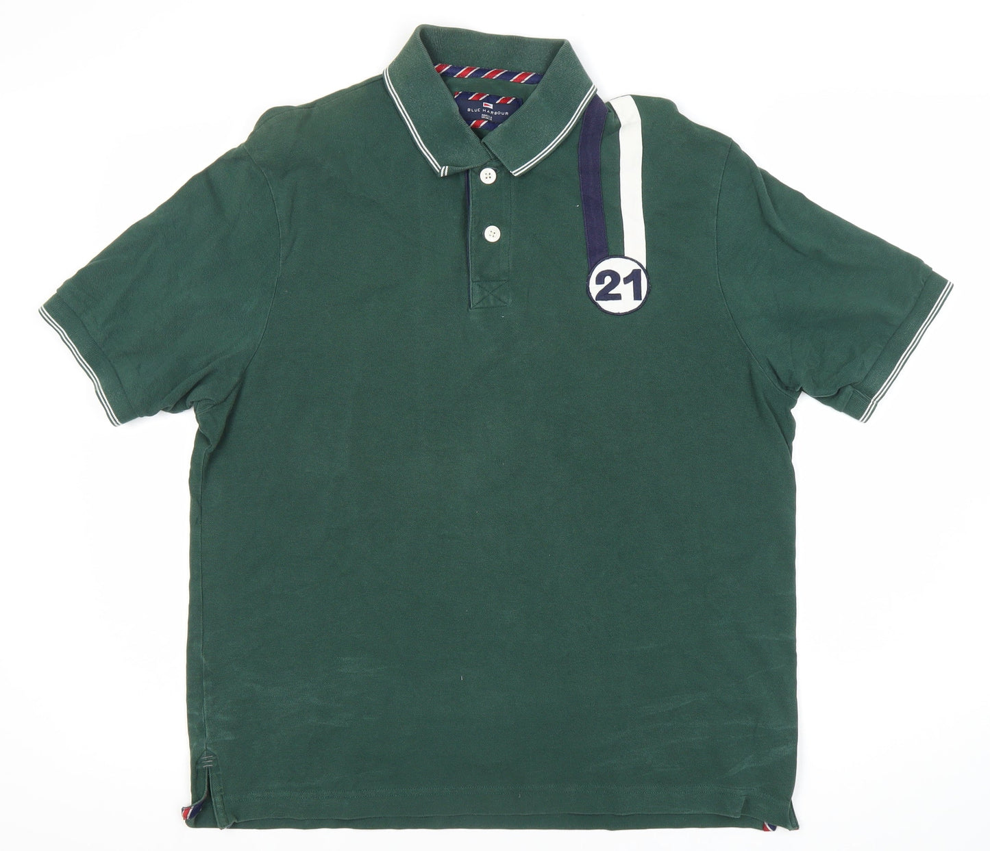 Marks and Spencer Men's Green Polo Shirt - Medium