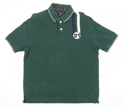 Marks and Spencer Men's Green Polo Shirt - Medium