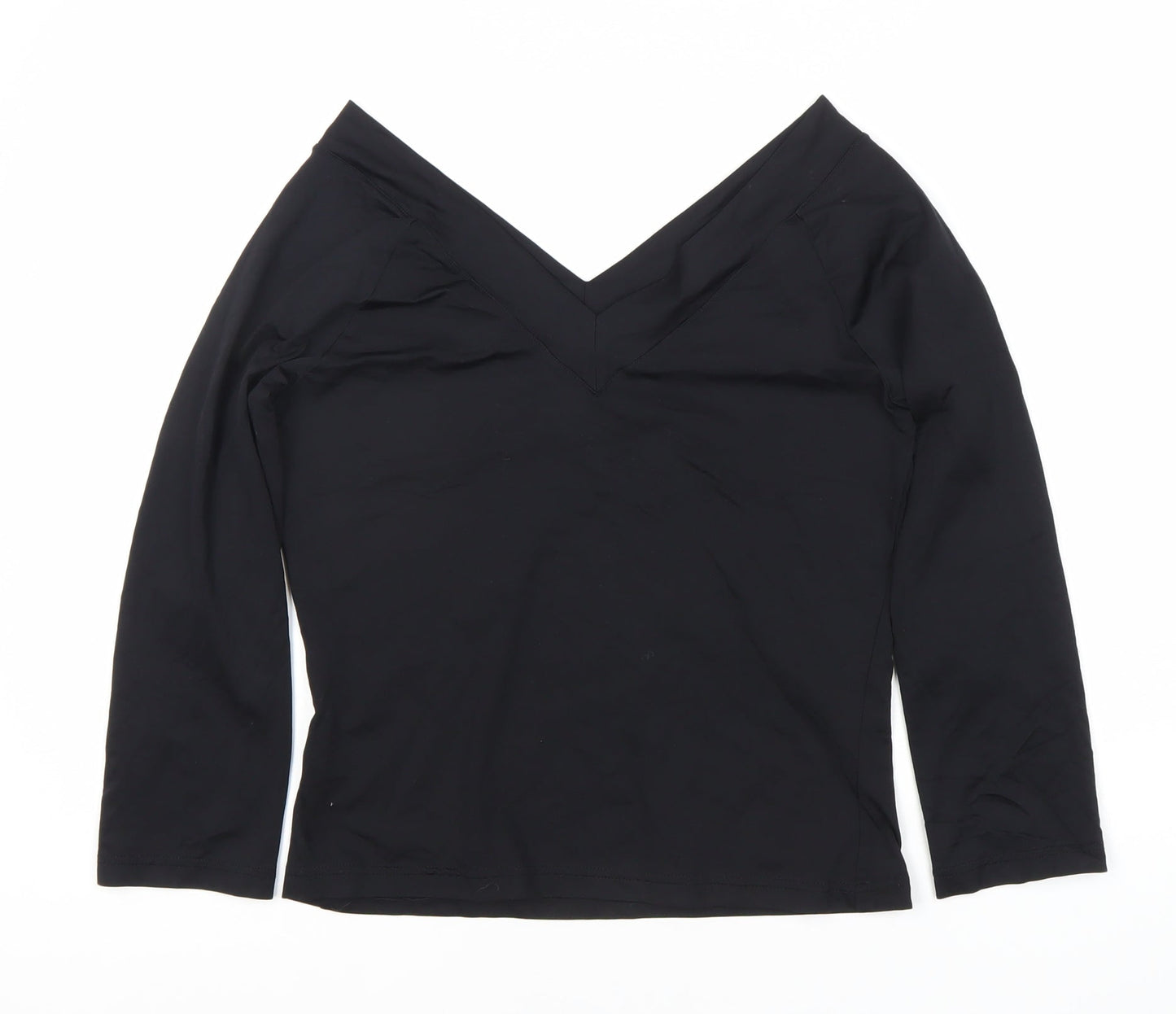 Womens UK Size 12 AMARANTO Black Basic Blouse