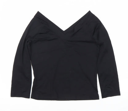 Womens UK Size 12 AMARANTO Black Basic Blouse