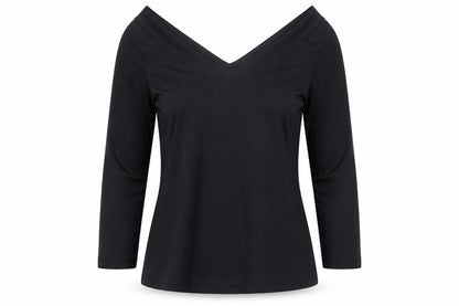 Womens UK Size 12 AMARANTO Black Basic Blouse