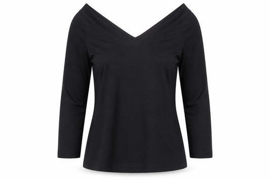Womens UK Size 12 AMARANTO Black Basic Blouse