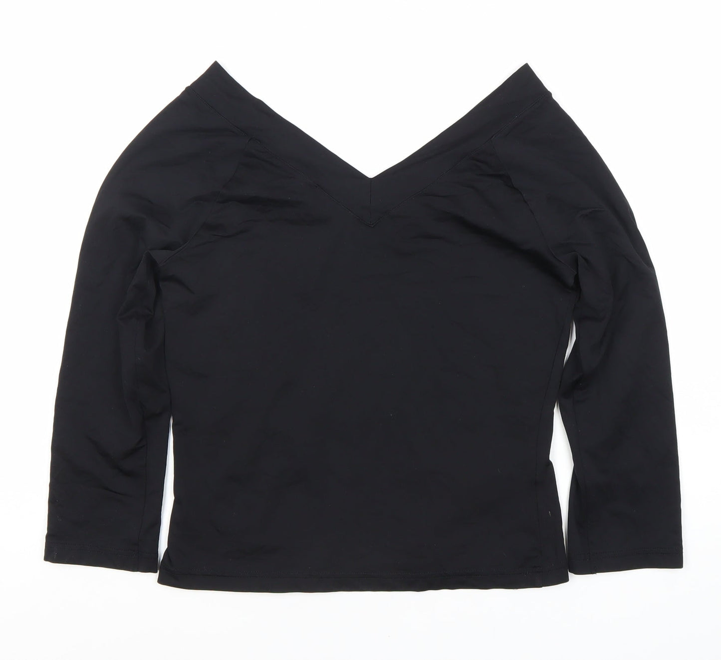 Womens UK Size 12 AMARANTO Black Basic Blouse