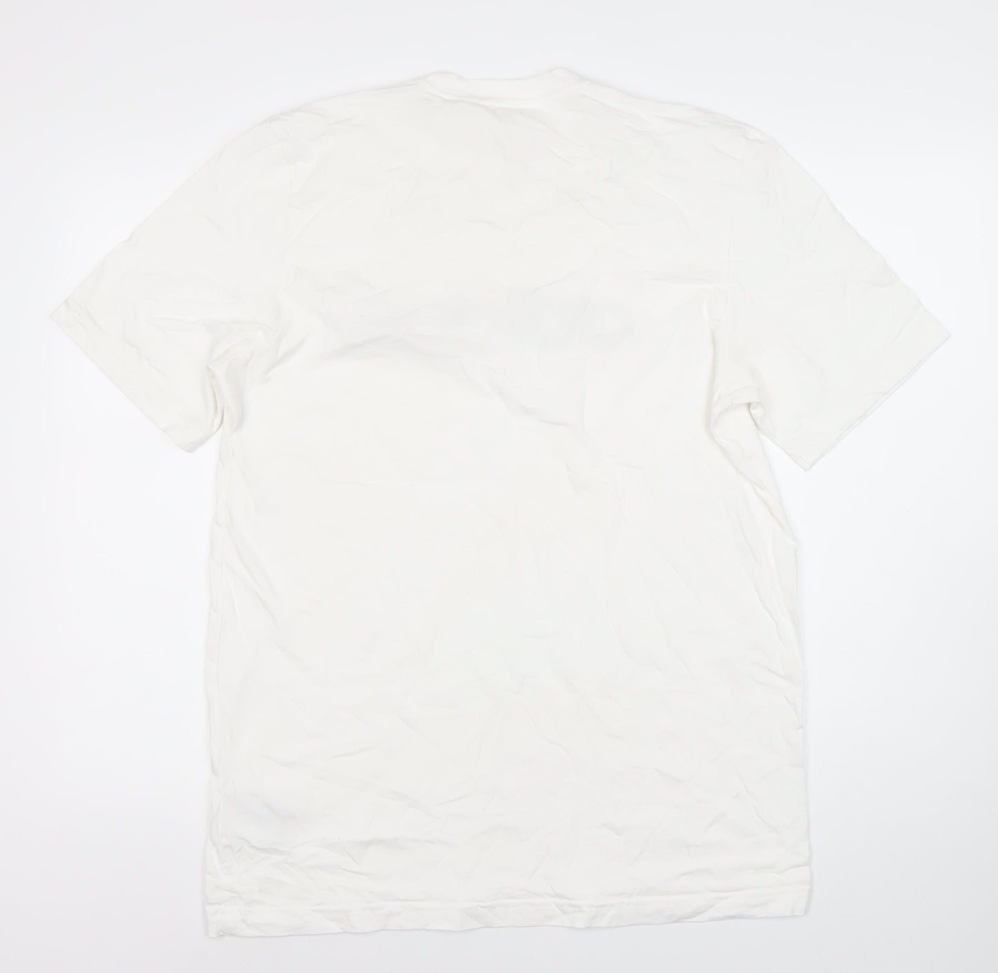 Adidas Men's White Logo T-Shirt, Size L, Crew Neck