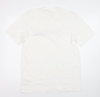 Adidas Men's White Logo T-Shirt, Size L, Crew Neck