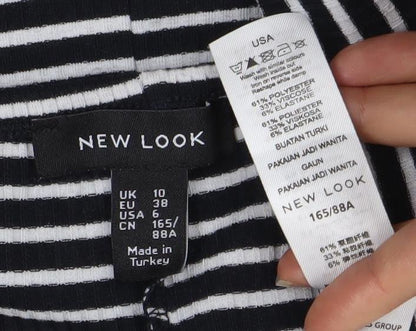 New Look Women's Black Stripe Dress Size 10