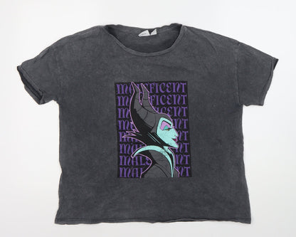 Womens UK Size 12 Disney Black Basic T-Shirt