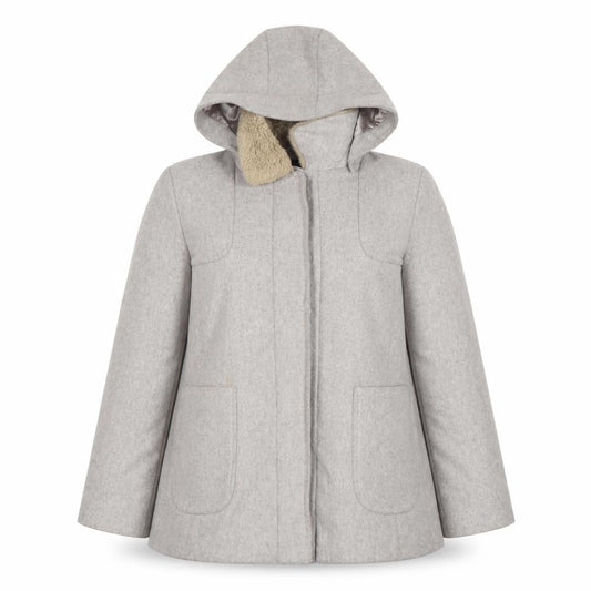 Topshop Women's Grey Coat Size 12 Hooded Casual