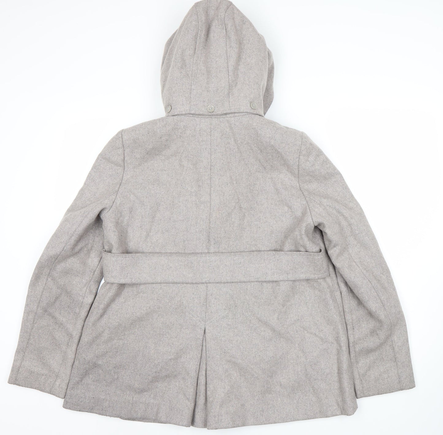 Topshop Women's Grey Coat Size 12 Hooded Casual