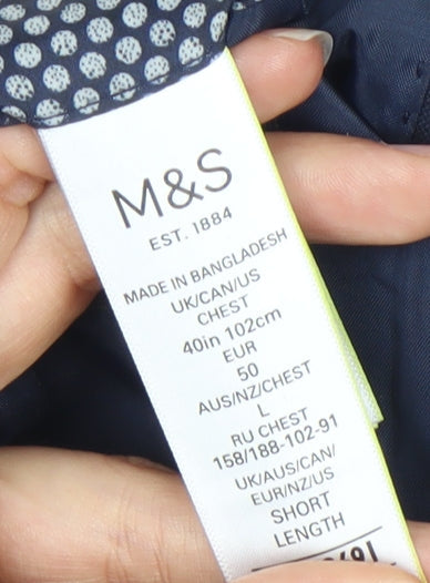 Marks and Spencer Men's Blue Blazer, Size L, Short Length