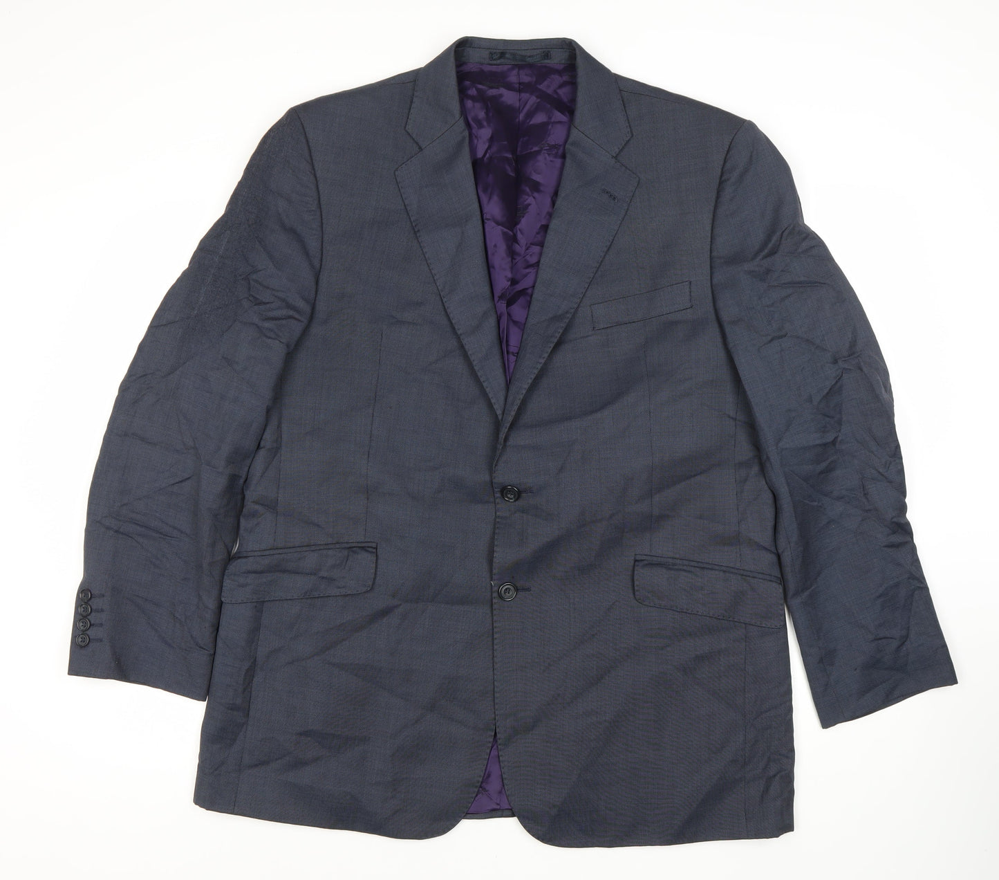 Angelico Men's Blue Wool Blazer 44 Regular Fit
