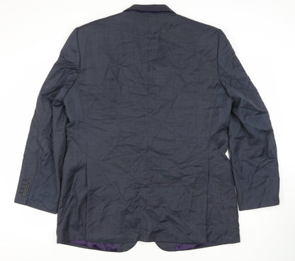 Angelico Men's Blue Wool Blazer 44 Regular Fit