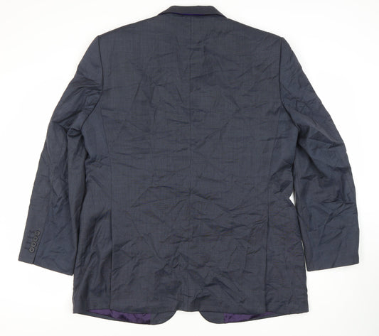 Angelico Men's Blue Wool Blazer 44 Regular Fit