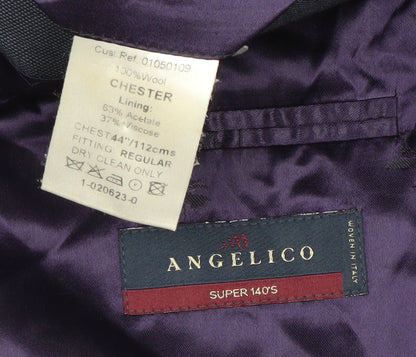 Angelico Men's Blue Wool Blazer 44 Regular Fit