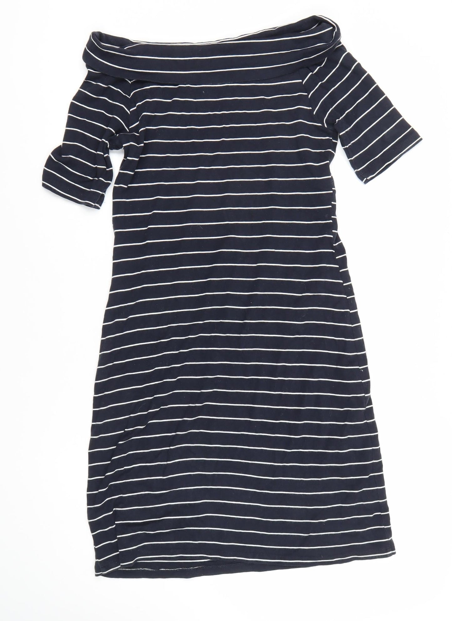Monsoon Women's Blue Half Sleeve Striped Dress