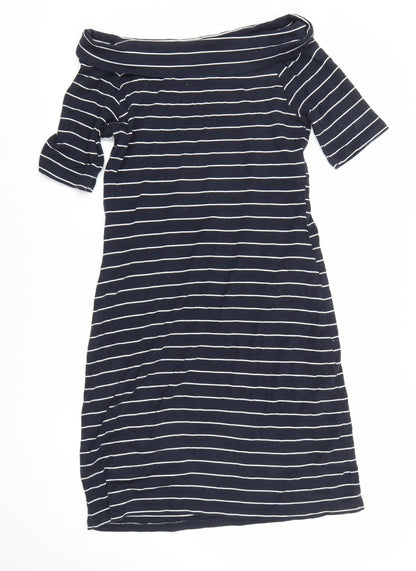 Monsoon Women's Blue Half Sleeve Striped Dress