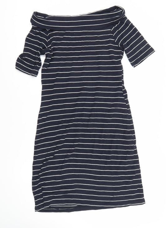 Monsoon Women's Blue Half Sleeve Striped Dress