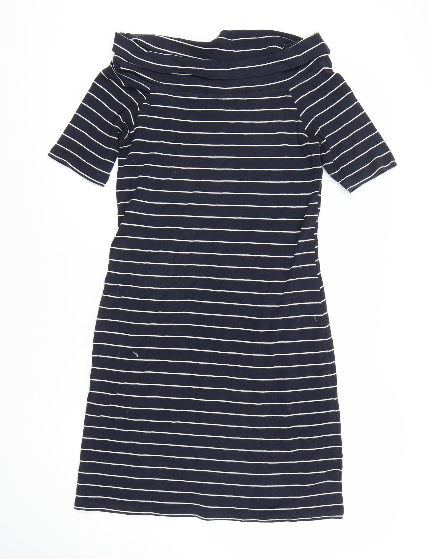 Monsoon Women's Blue Half Sleeve Striped Dress