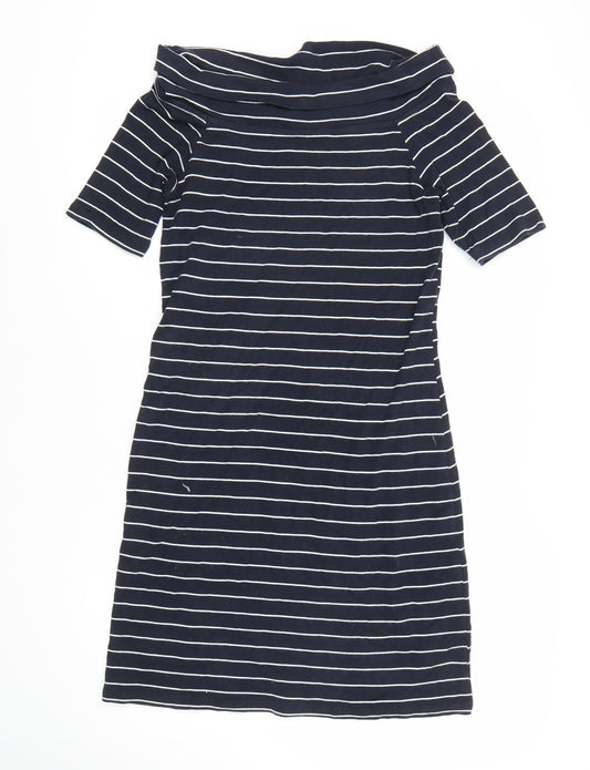 Monsoon Women's Blue Half Sleeve Striped Dress