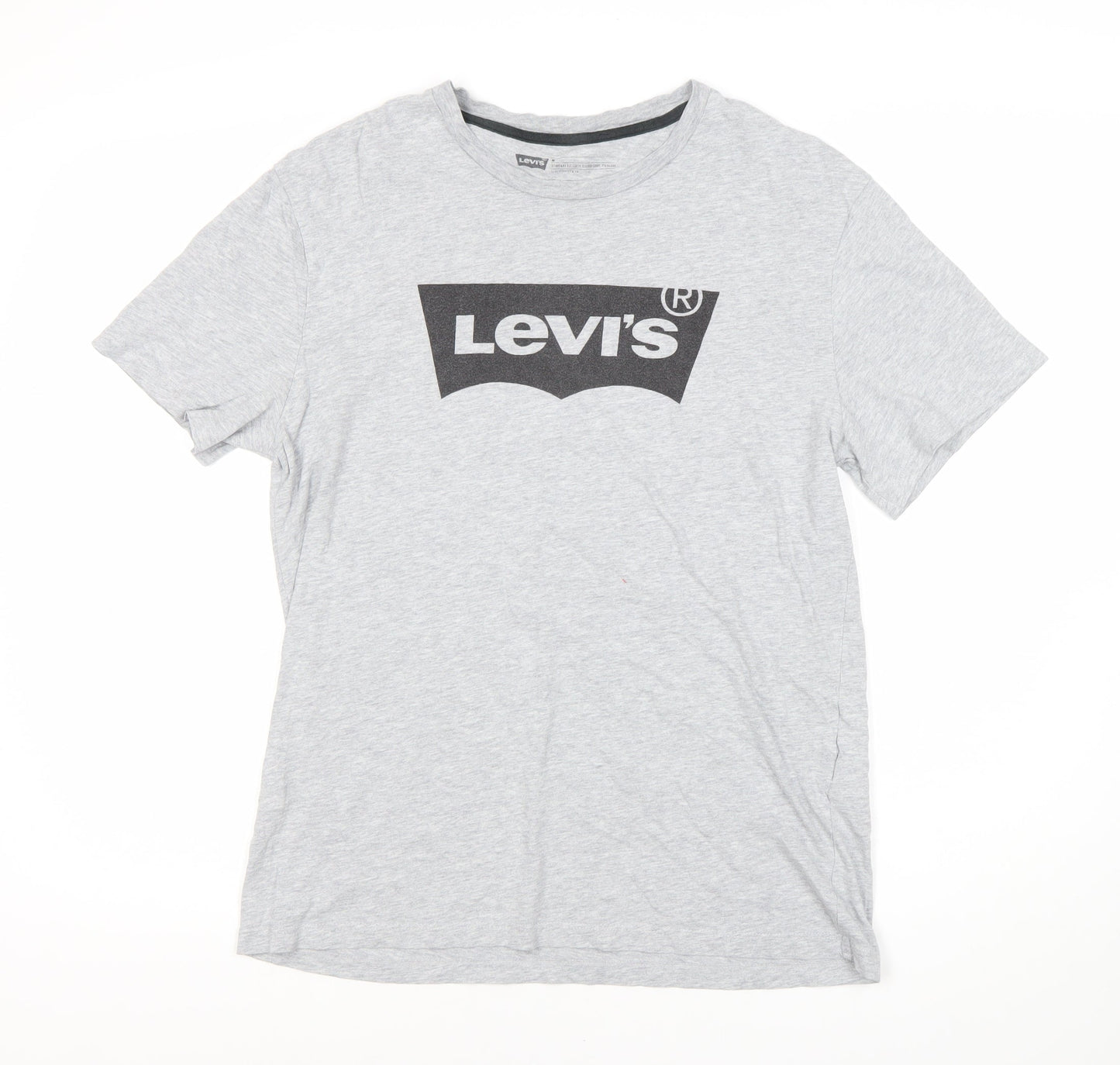 Levi's Men's Grey Cotton Crew Neck Logo T-Shirt