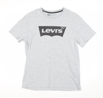 Levi's Men's Grey Cotton Crew Neck Logo T-Shirt