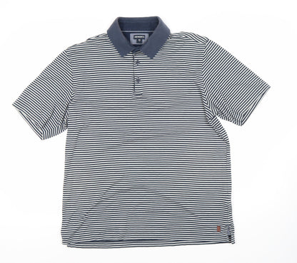Ashworth Men's Blue Striped Polo Shirt M