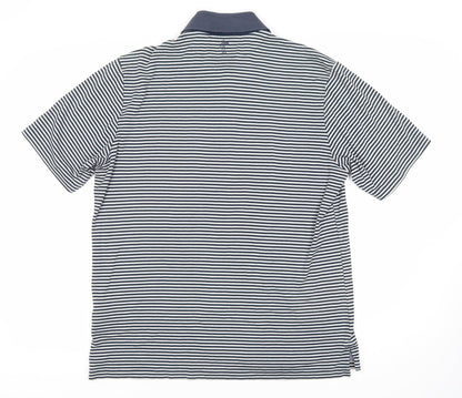 Ashworth Men's Blue Striped Polo Shirt M